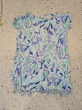 Women's Floral Print Swim Coverup - Blue & Mint